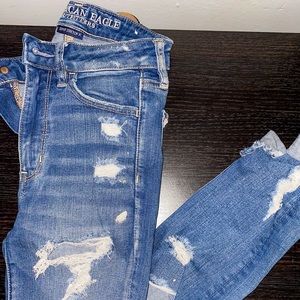 American Eagle High Rise Extremely Ripped Jeans